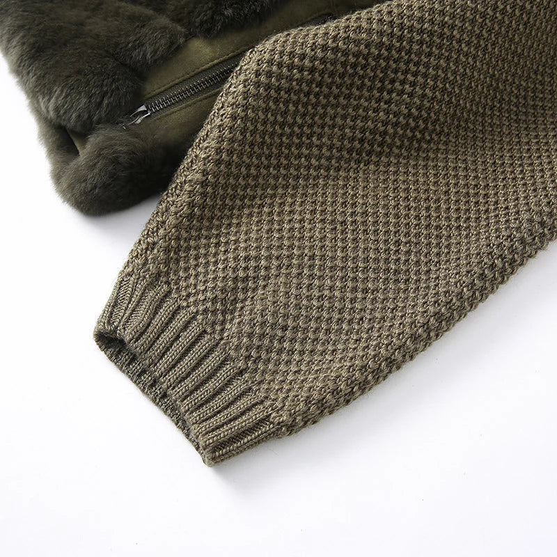The Kava Khaki Rex Rabbit Bomber Coat