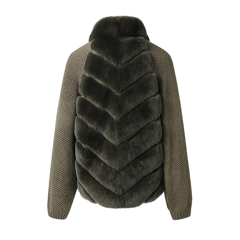 The Kava Khaki Rex Rabbit Bomber Coat