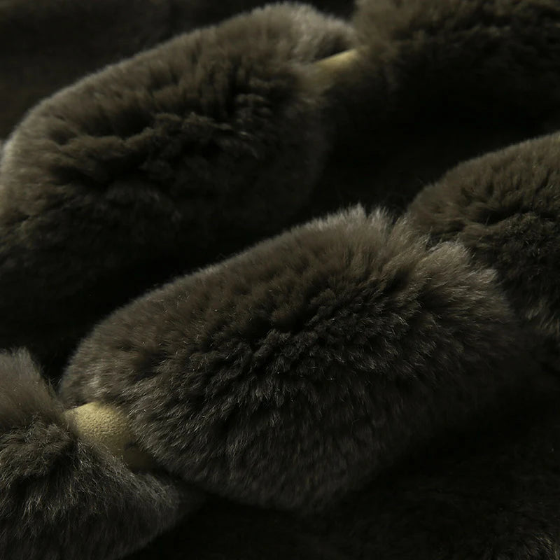 The Kava Khaki Rex Rabbit Bomber Coat