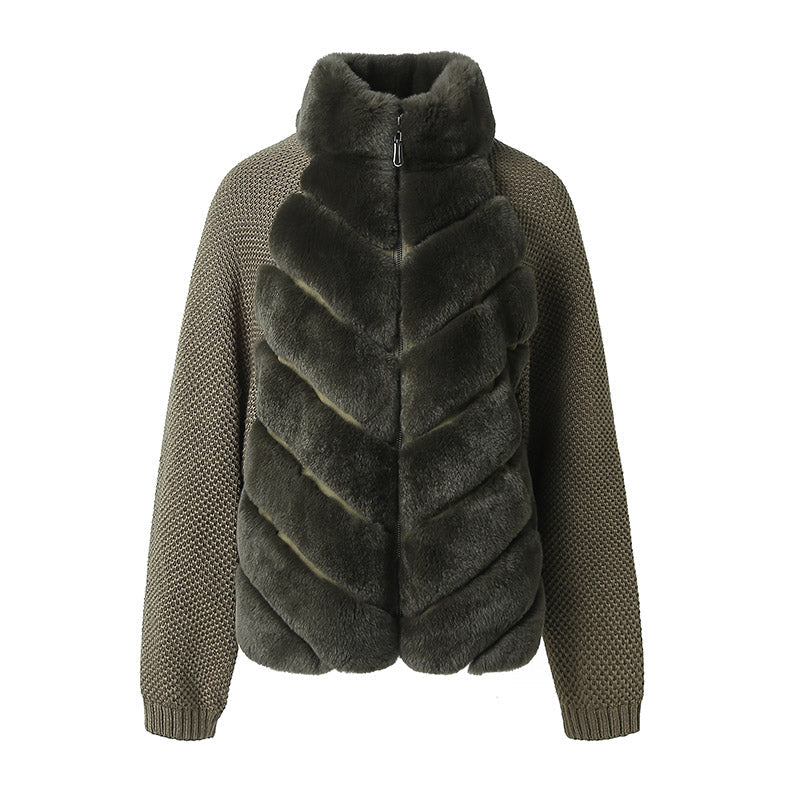 The Kava Khaki Rex Rabbit Bomber Coat