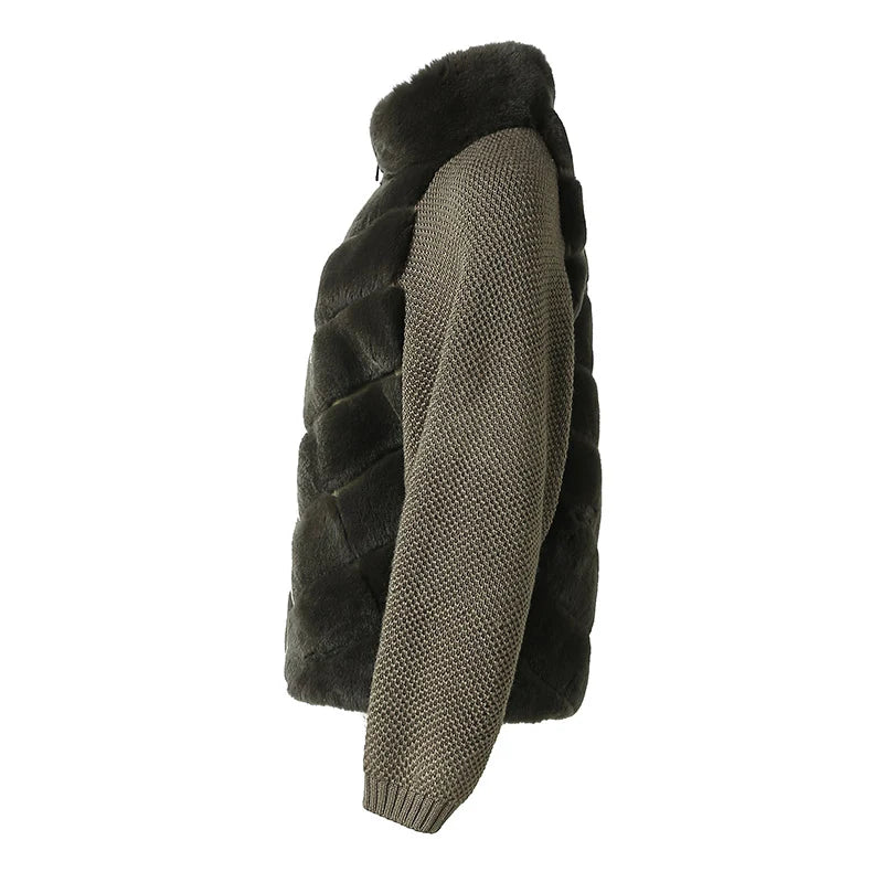 The Kava Khaki Rex Rabbit Bomber Coat